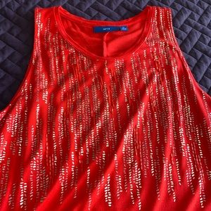 Red sleeveless top